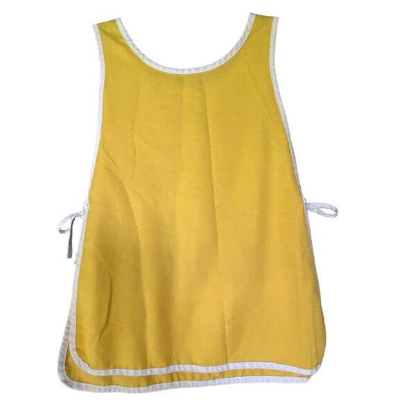 Vintage Youth Childs Yellow Small Apron Painting Smock With Frog & Dragonfly - Picture 2 of 3